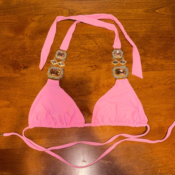 Beach Bunny Light Pink Bikini with Jewel & Chain Detail - Picture 2 of 4
